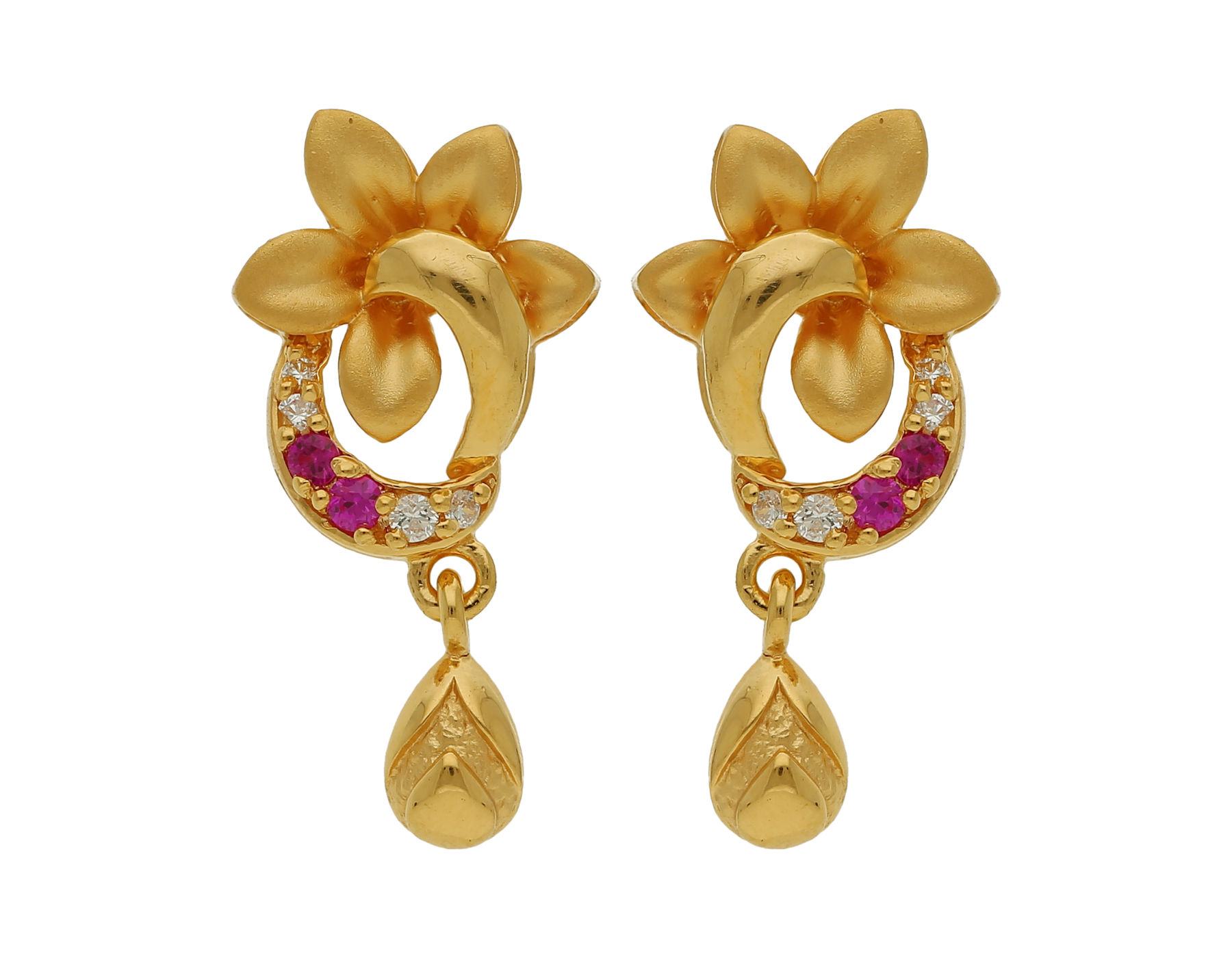 Gold earrings flower design clearance